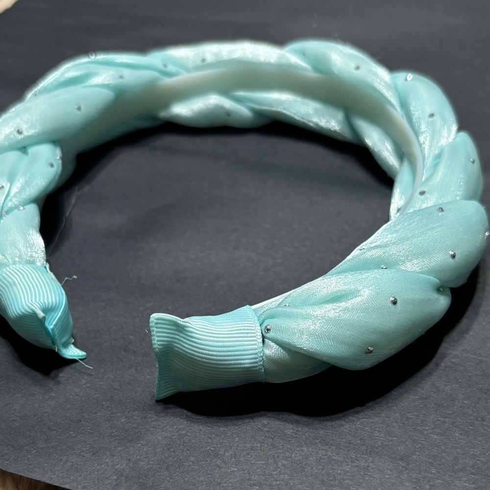 Chic Aqua and blue Braided Headband set of 2 - Picture 3 of 4